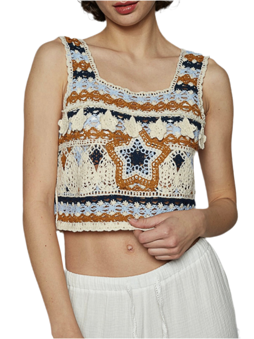 Beige crochet tank top