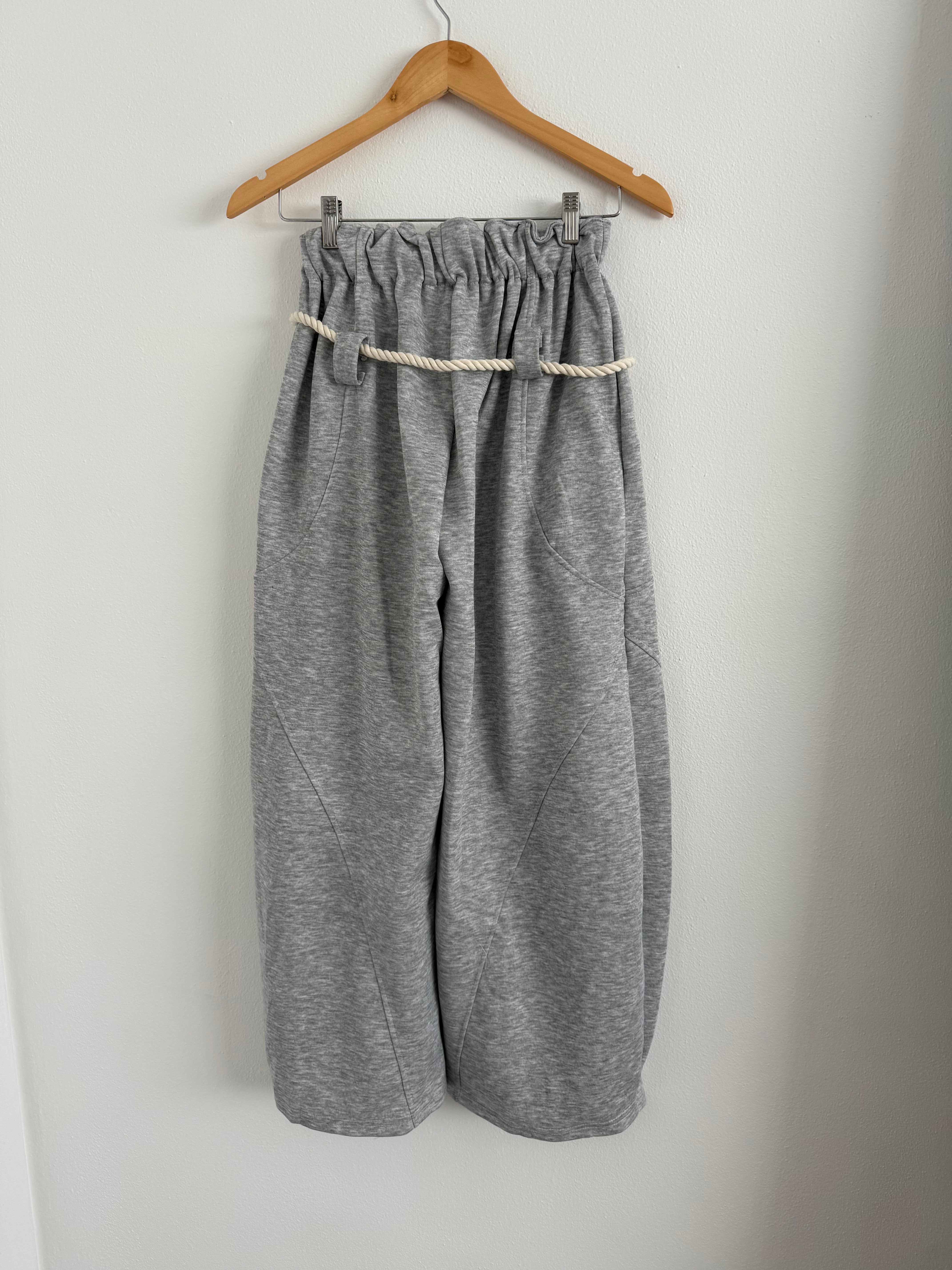 Gray sweatpants barrel
