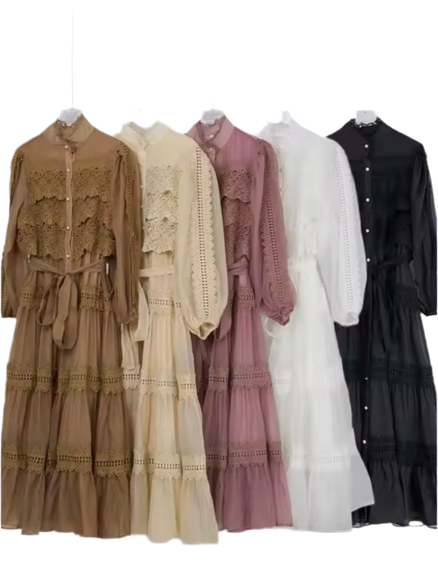 Solid colors romantic maxi dress
