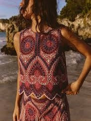 Burgundy Eyelet Lace 2-Piece Set – Top & Midi Skirt