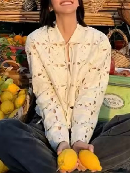 Off white cutout textured jacket