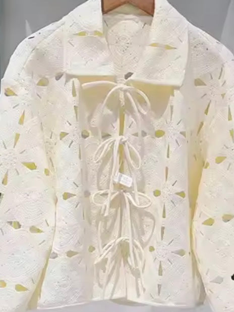 Off white cutout textured jacket