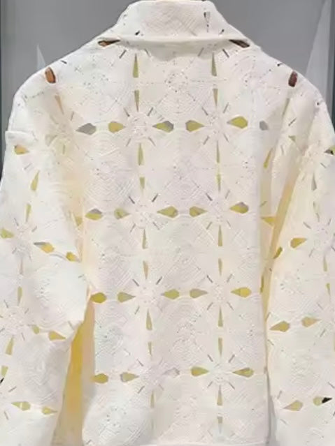 Off white cutout textured jacket
