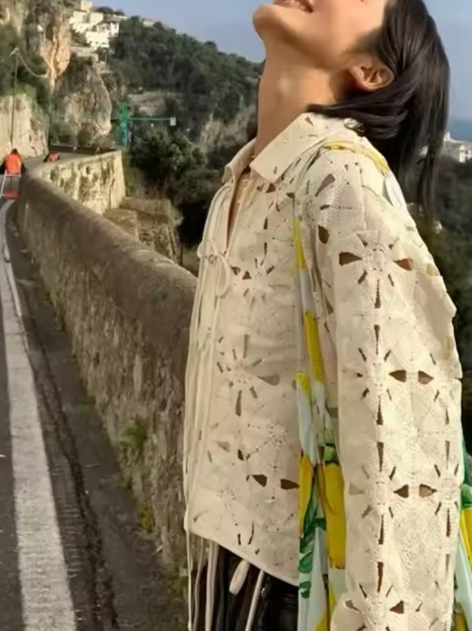 Off white cutout textured jacket
