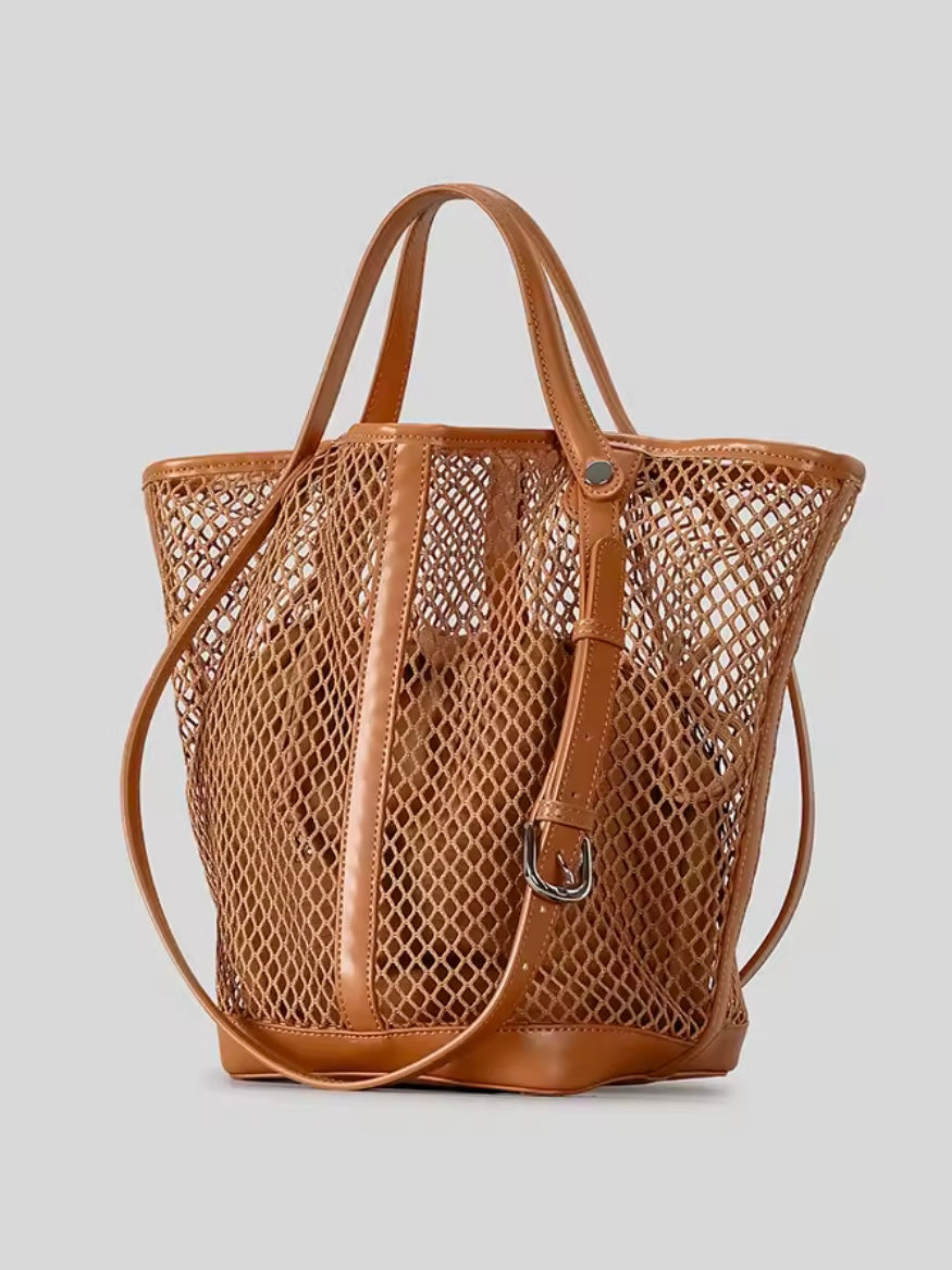 Solid colors net boho handbag