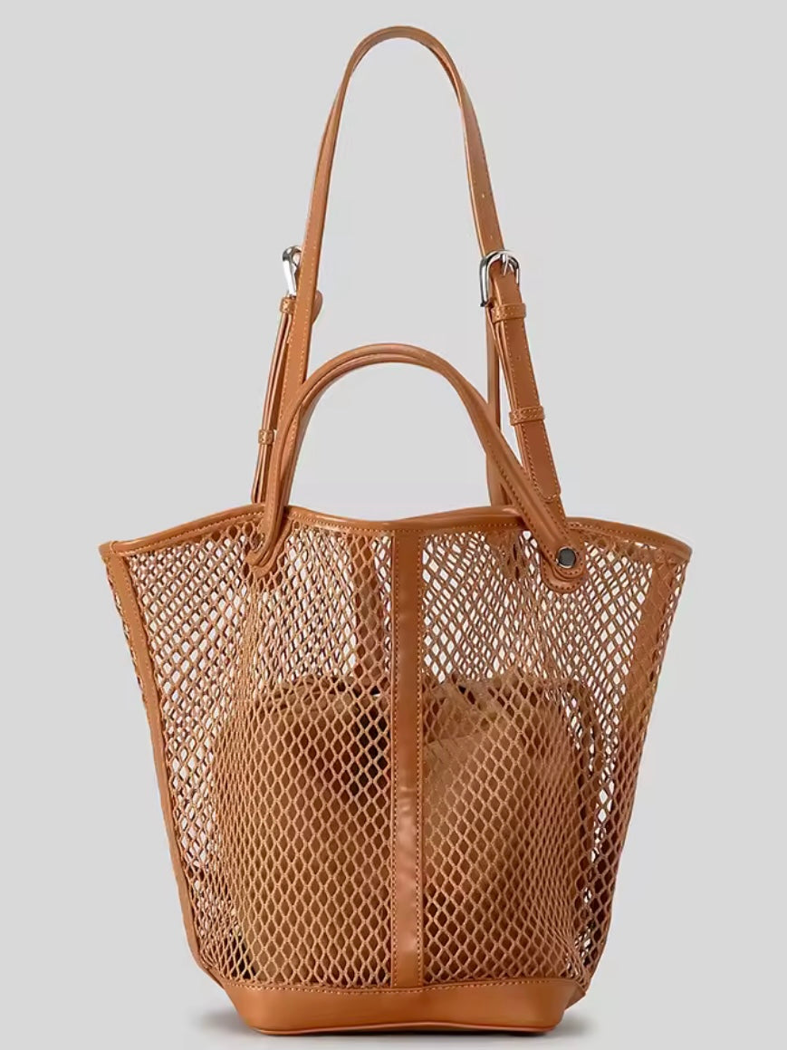 Solid colors net boho handbag