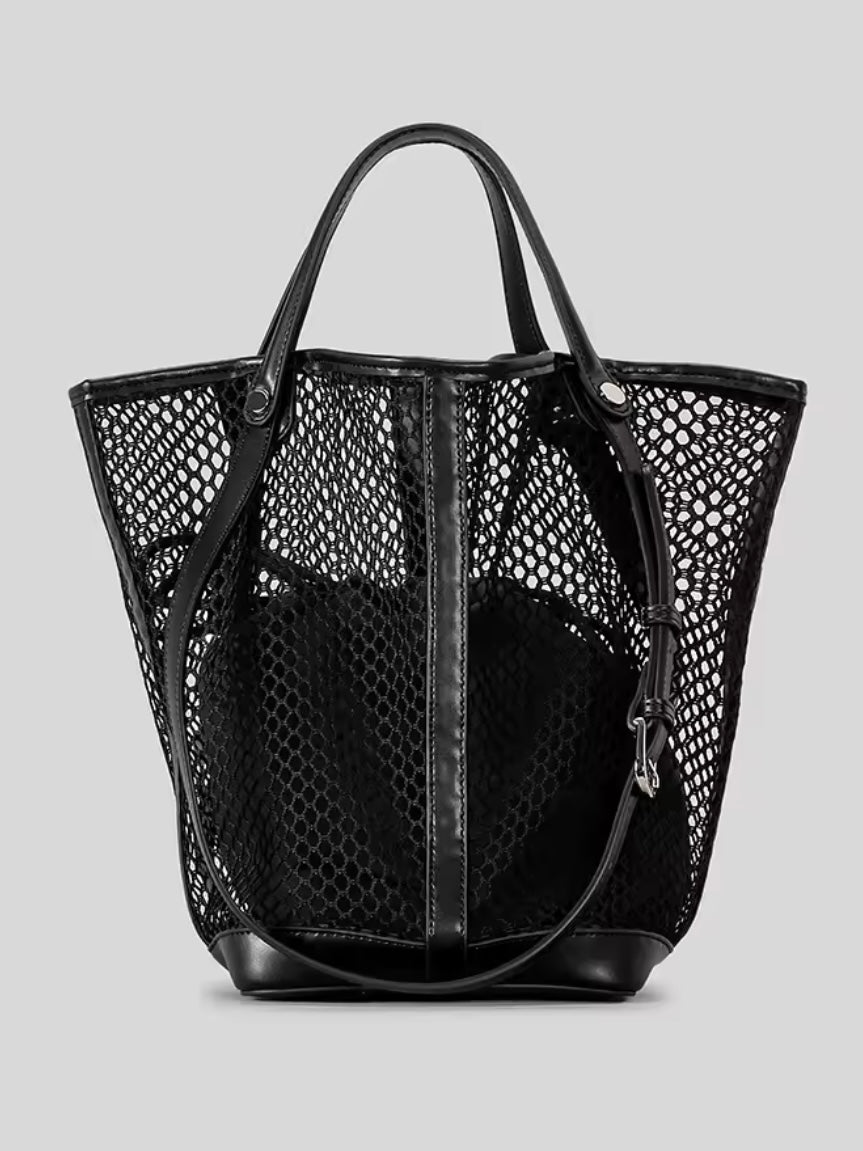 Solid colors net boho handbag