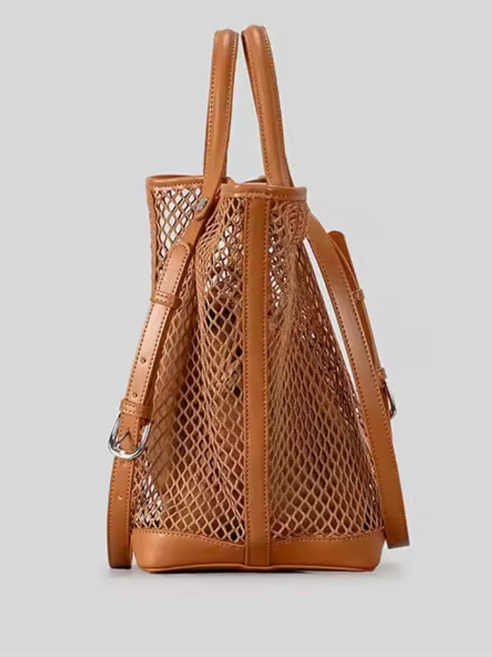 Solid colors net boho handbag