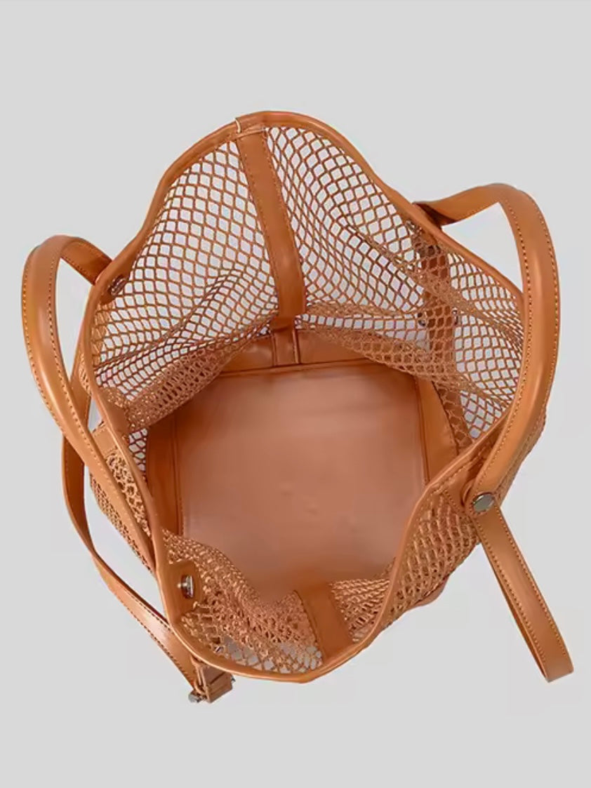 Solid colors net boho handbag