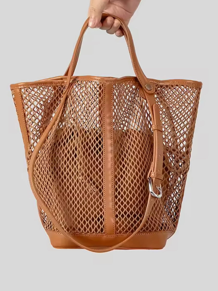 Solid colors net boho handbag