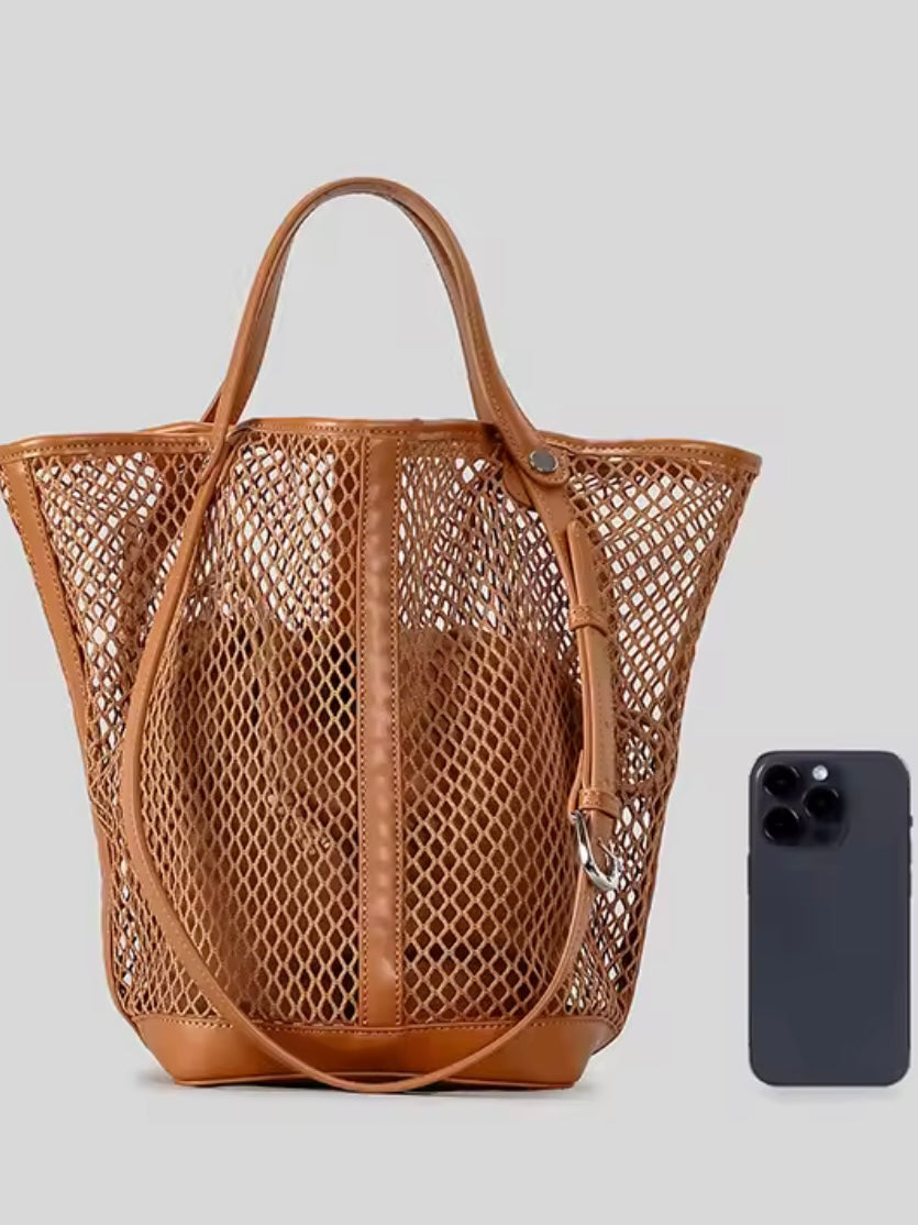 Solid colors net boho handbag