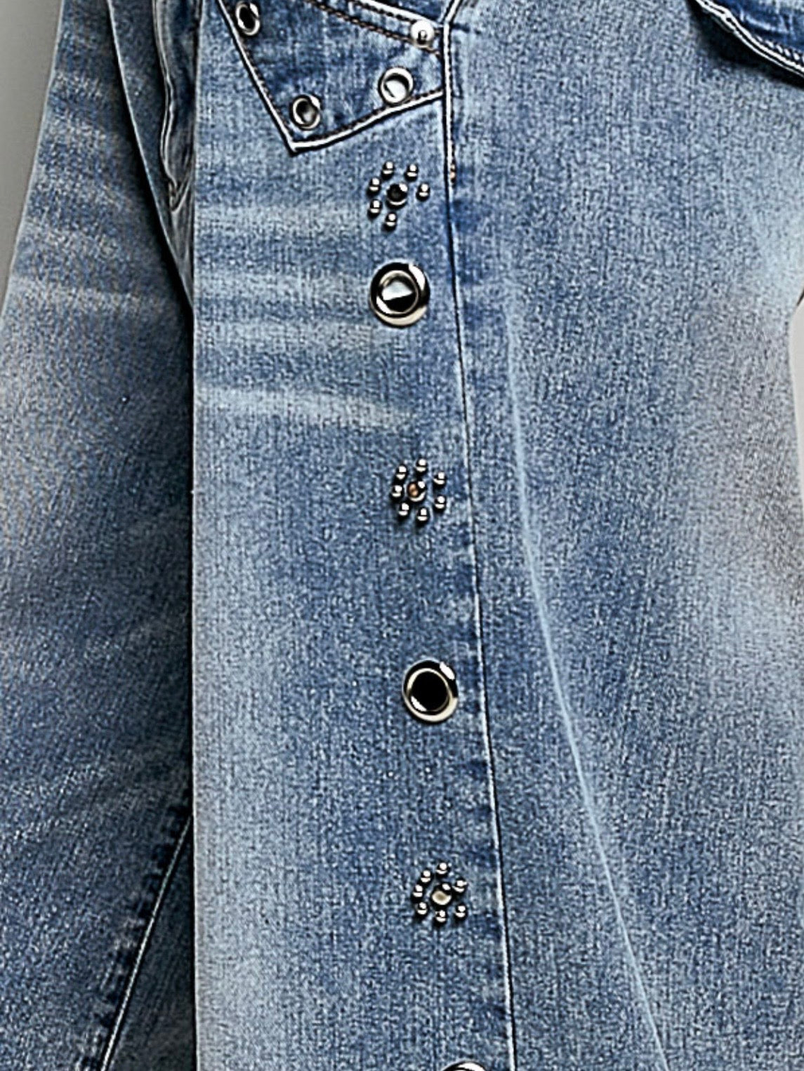 Solid color denim hollow out wide leg Pants