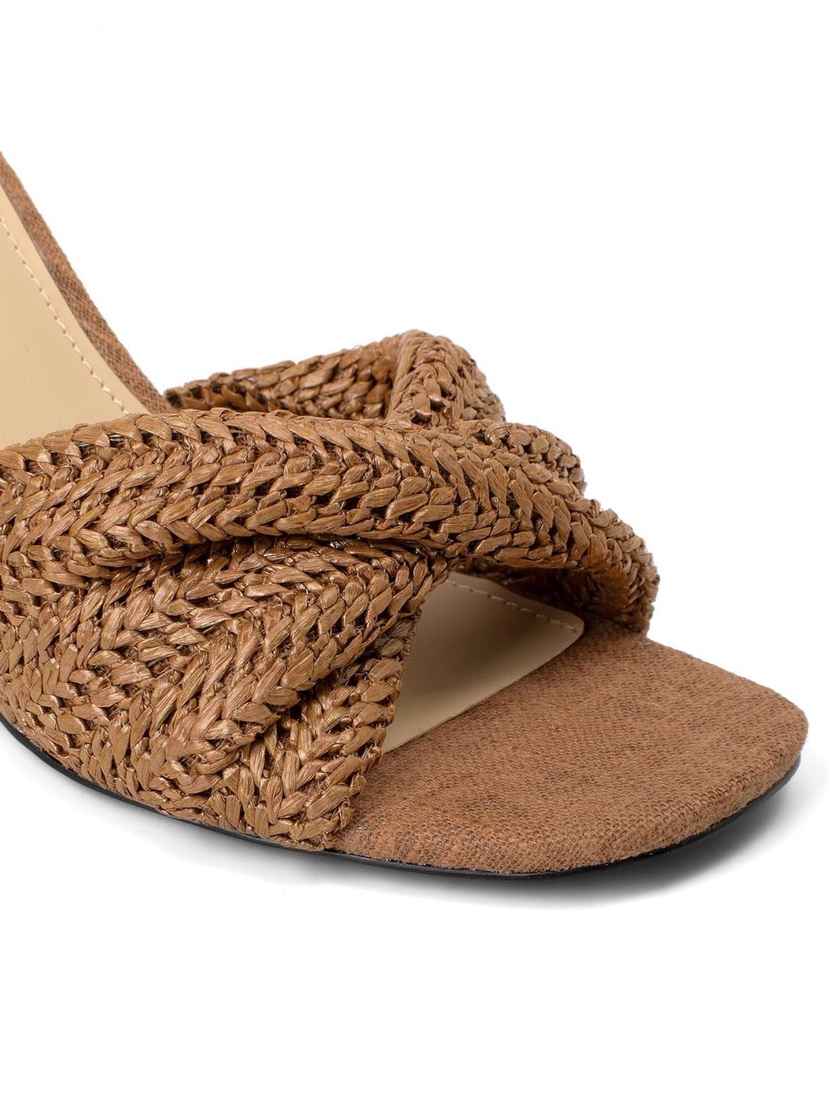 Brown wedge high heels slip on sandals