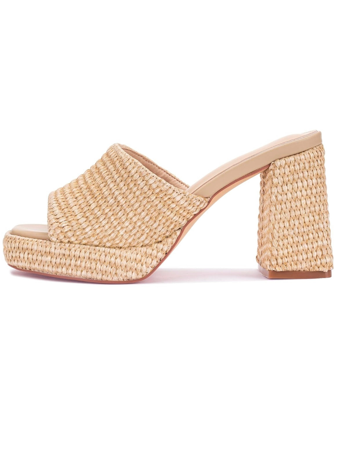 Natural beige high heels slip on sandals platform