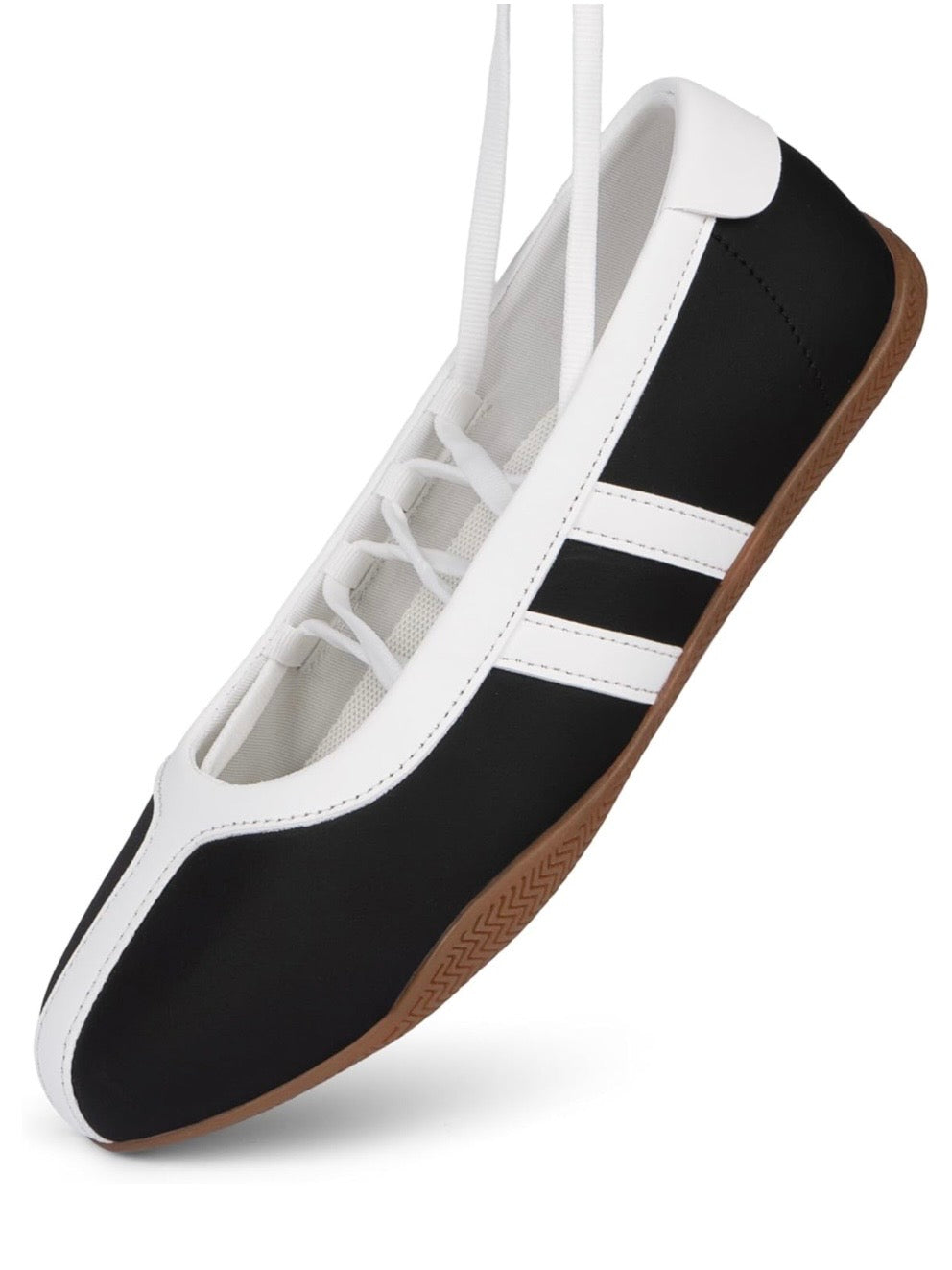 Solid colors with stripes ballerina tied flats shoes