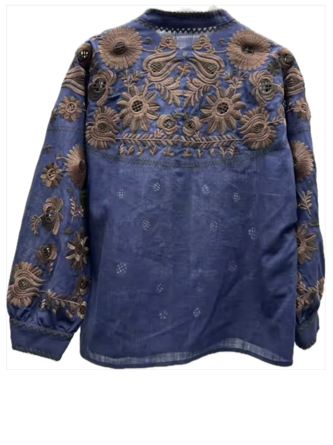 Navy blue and white floral lanterns long sleeves shirt