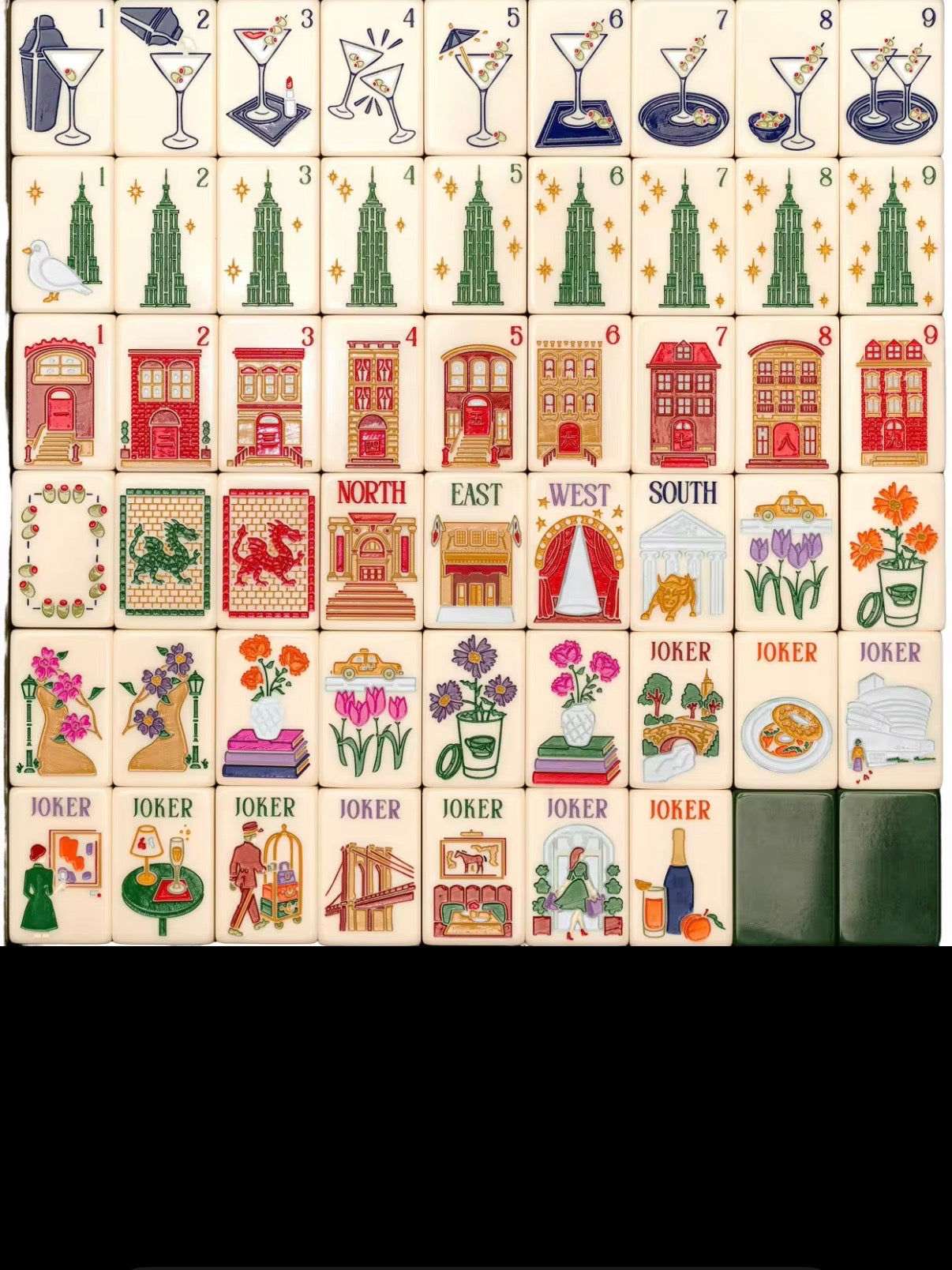 New York buildings Mahjong tiles set