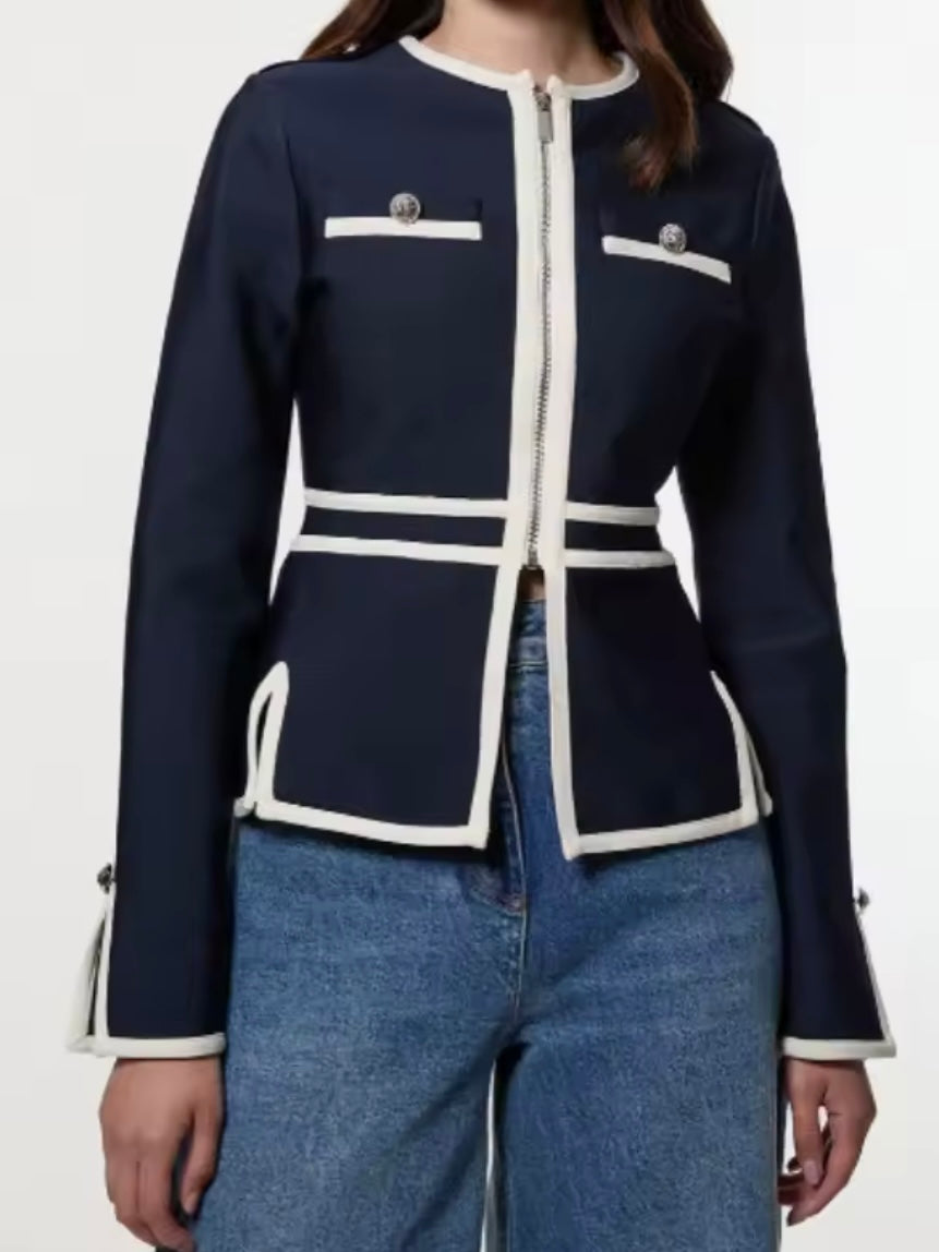 Navy blue and white stripes jacket