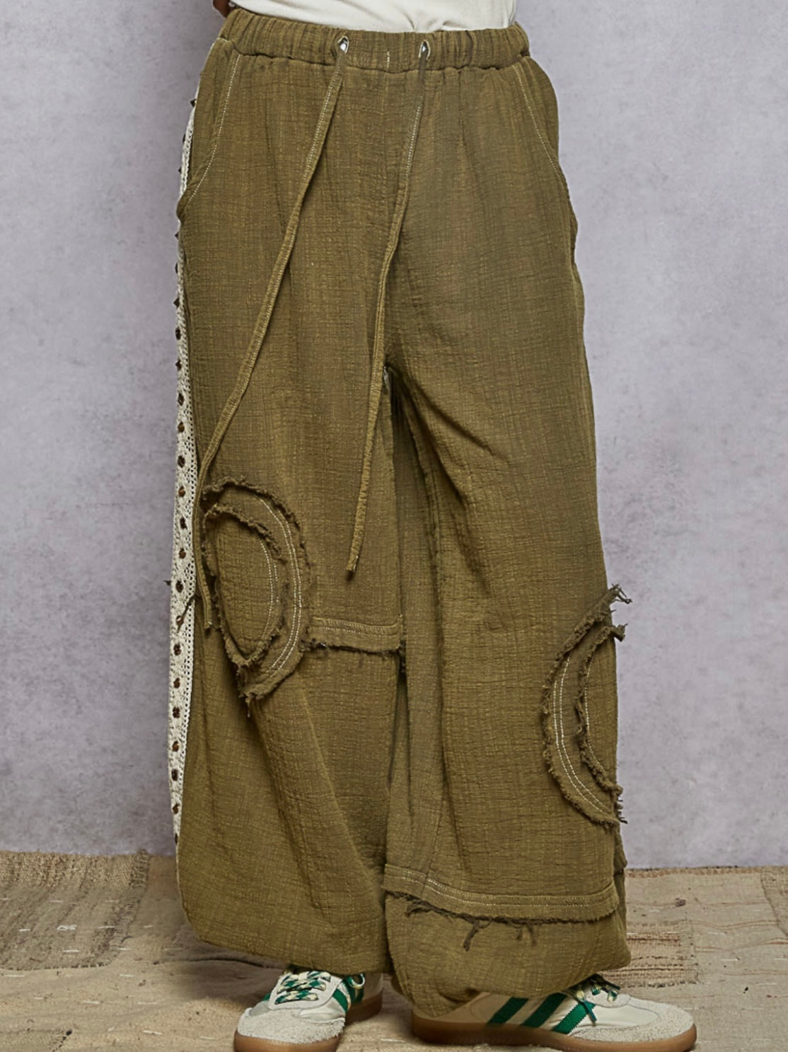 Olive dark green lace studs set of 2. Hoodie and joggers pants