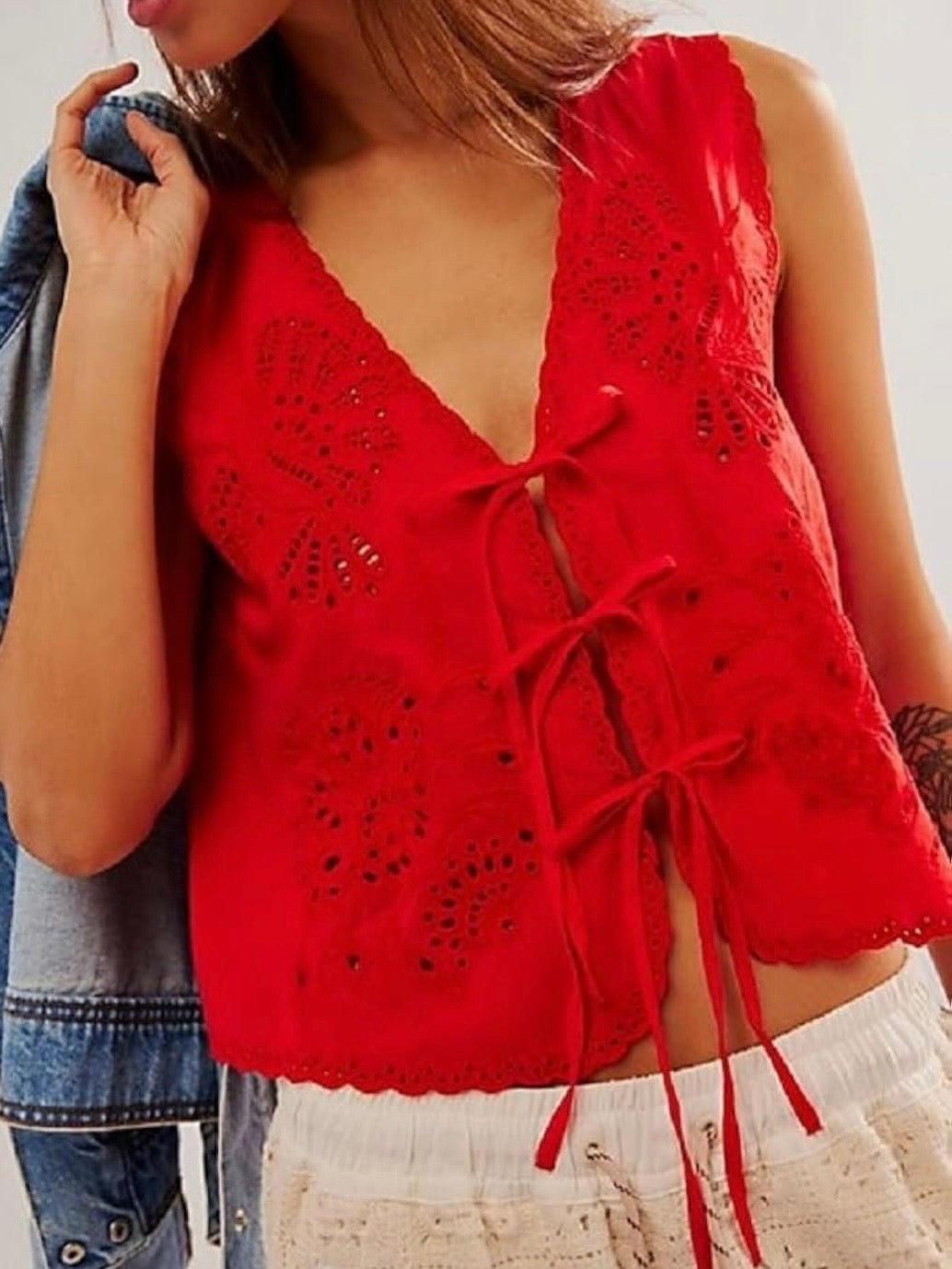 Red sleeveless tank top