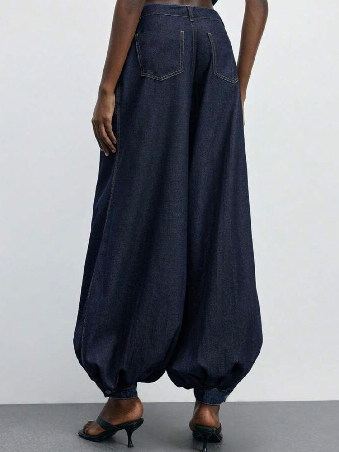 Light and Dark Blue baggy buttoned jeans