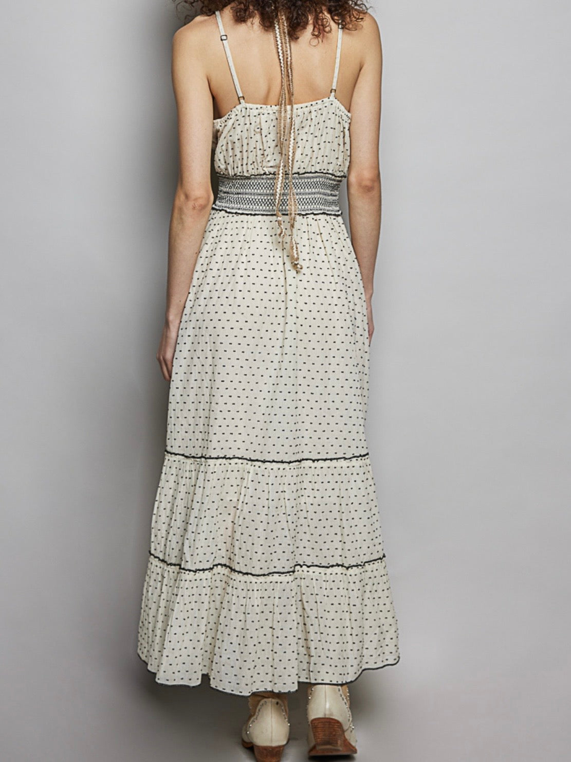 Off white and black loose fit maxi dress