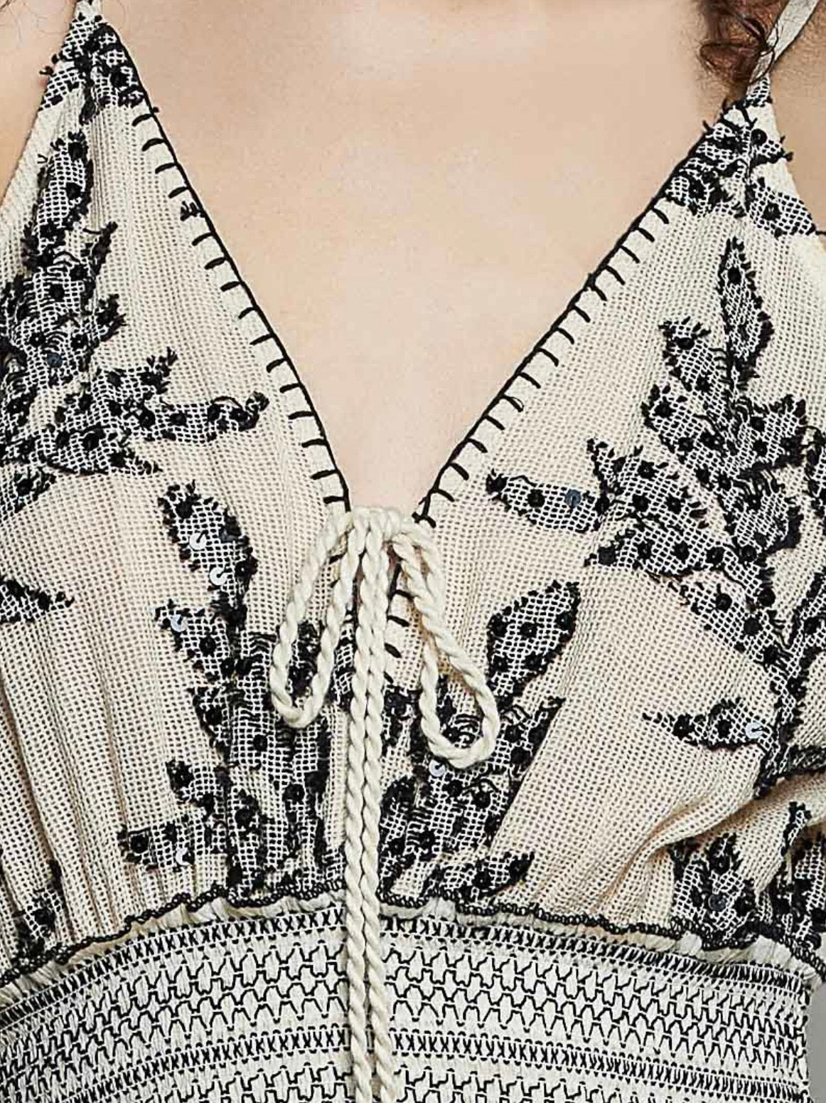 Off white and black loose fit maxi dress