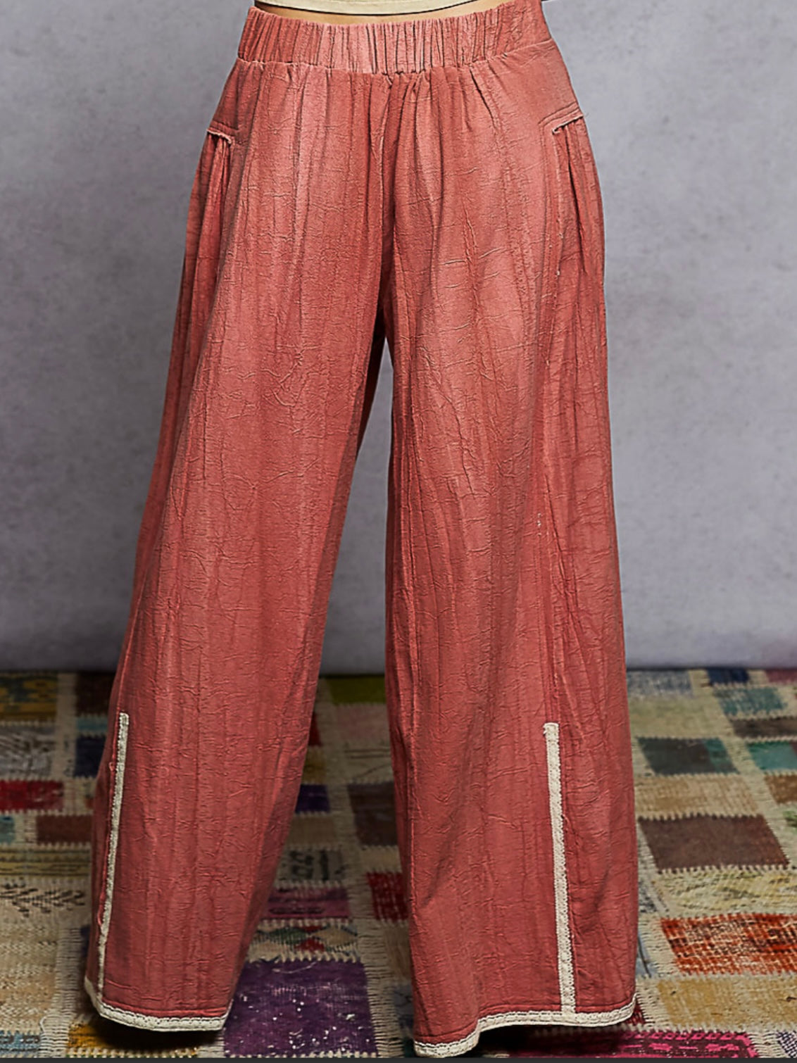 Burgundy wide cargo pants