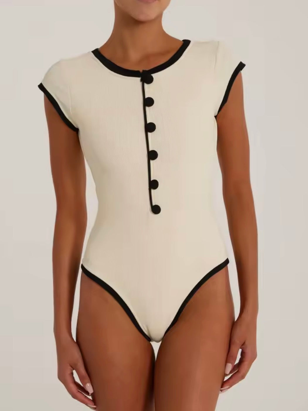 Black and white one piece swimsuit
