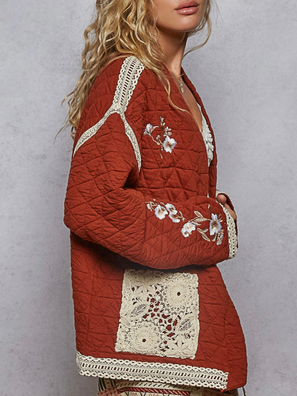 Burgundy quilted jacket