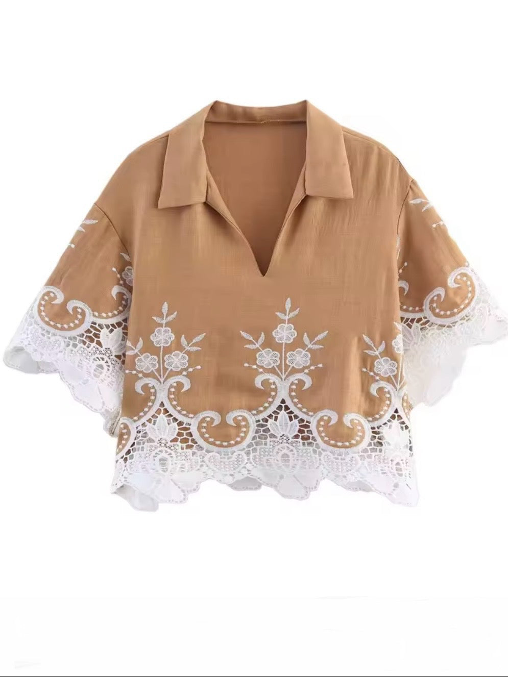 Brown fabric set of 2 shirt and pants