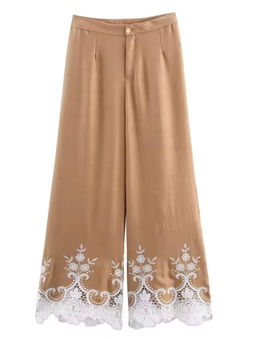 Brown fabric set of 2 shirt and pants