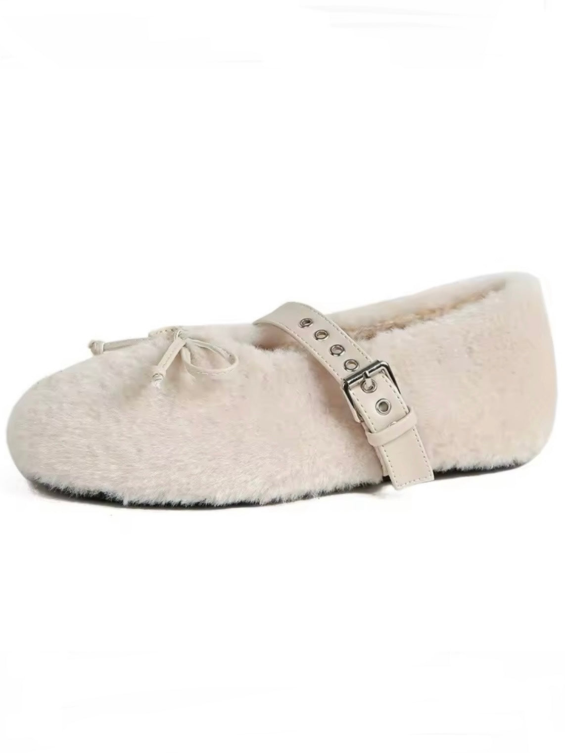 Ballet furry straps flats shoes