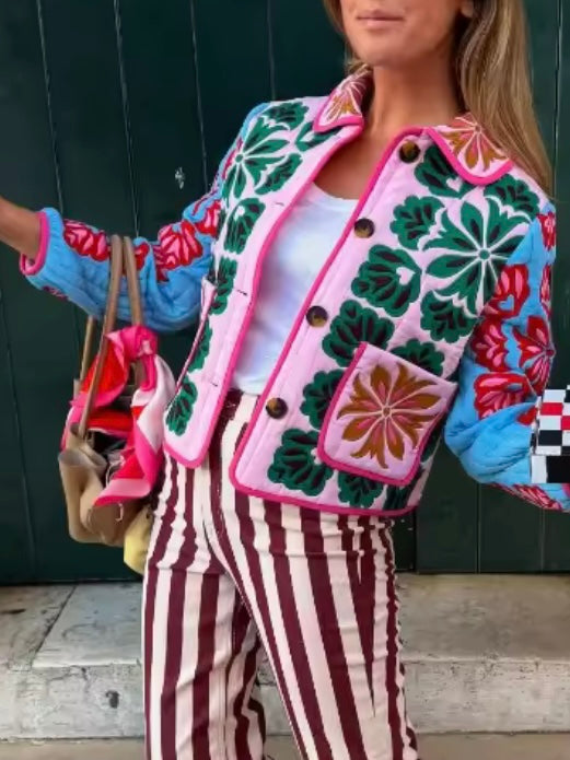 Strawberry and floral quilted jacket