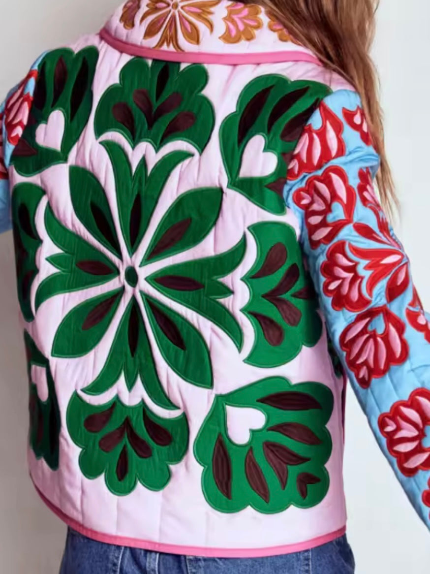 Strawberry and floral quilted jacket