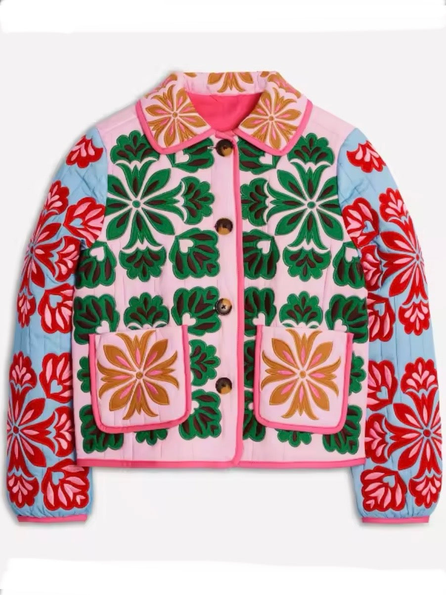 Strawberry and floral quilted jacket
