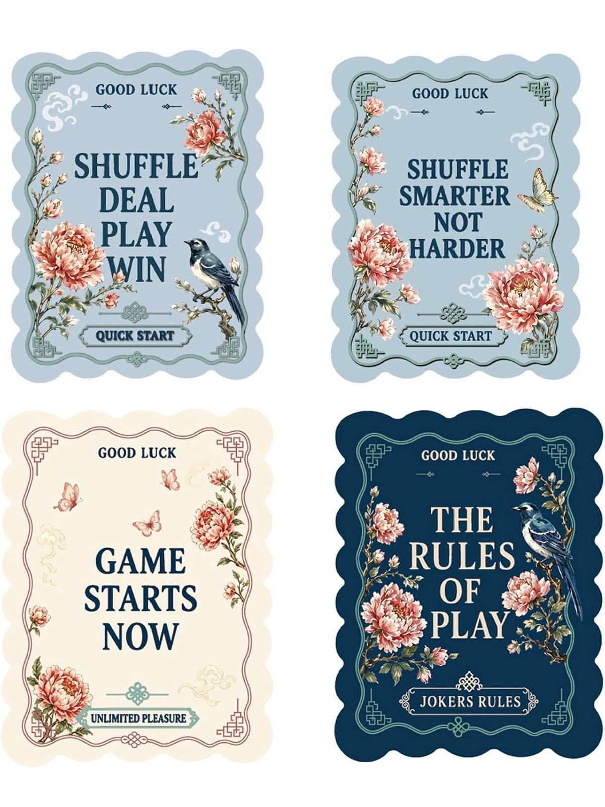 Light blue Mahjong tile shuffler cards set of 4