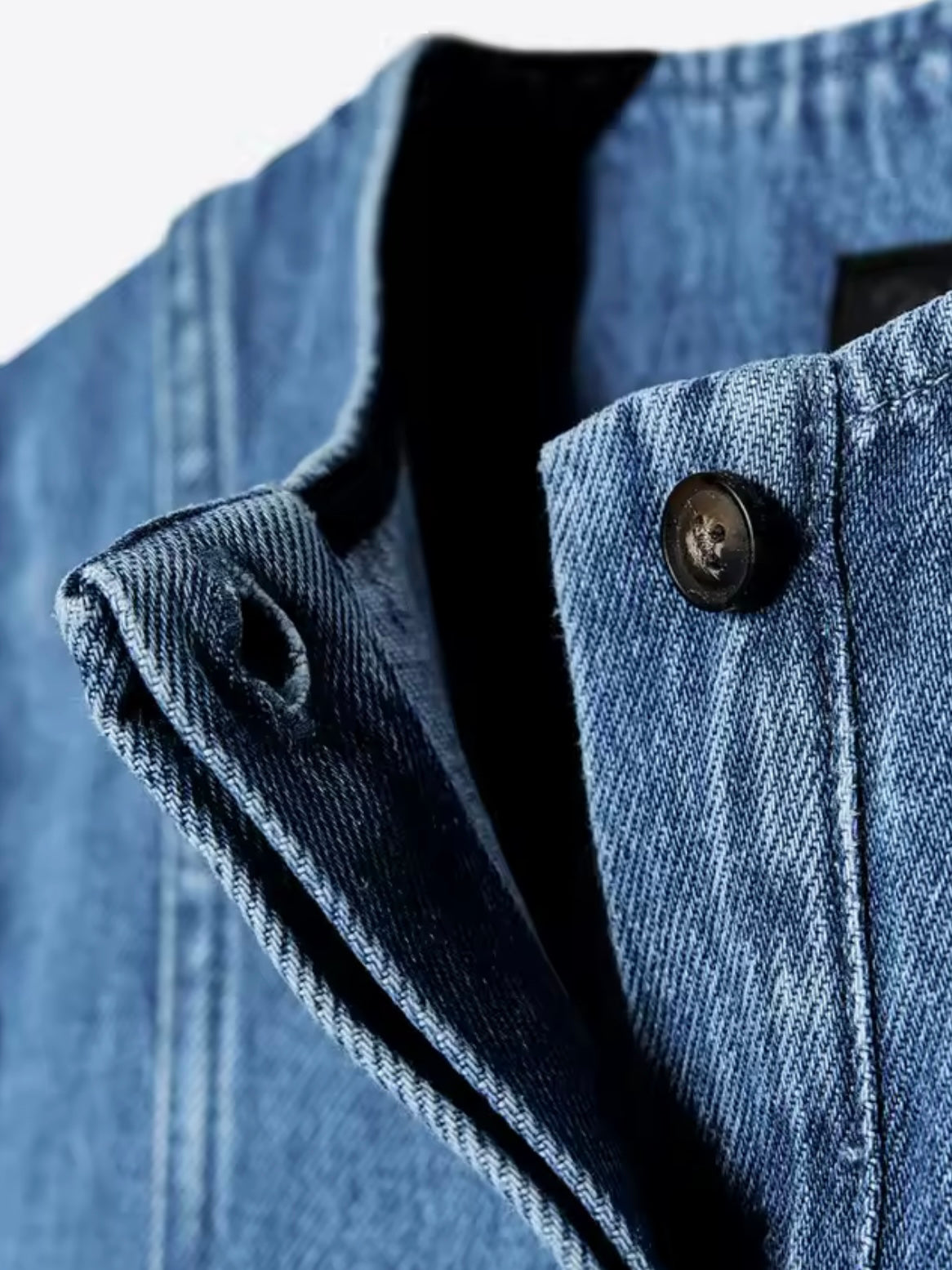 Denim seams puff short sleeves midi dress