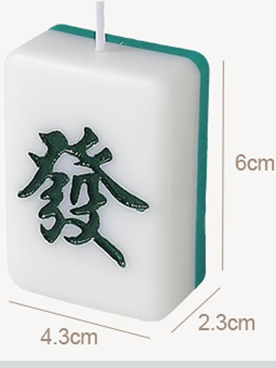 Red and green back mahjong tile Night candle