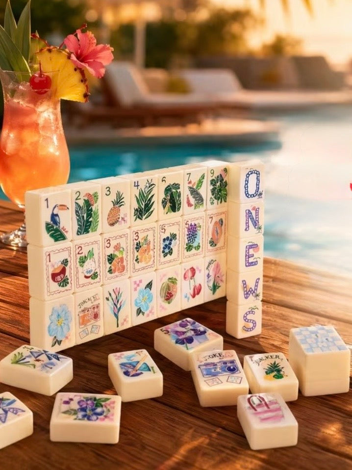Tropical mini travel Mahjong tiles set