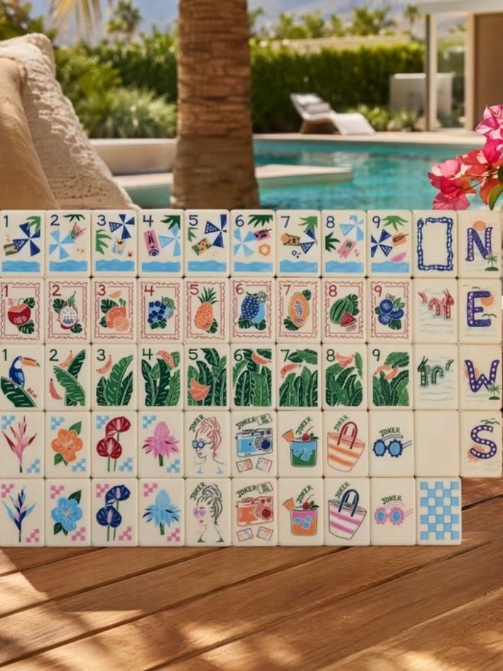 Tropical mini travel Mahjong tiles set