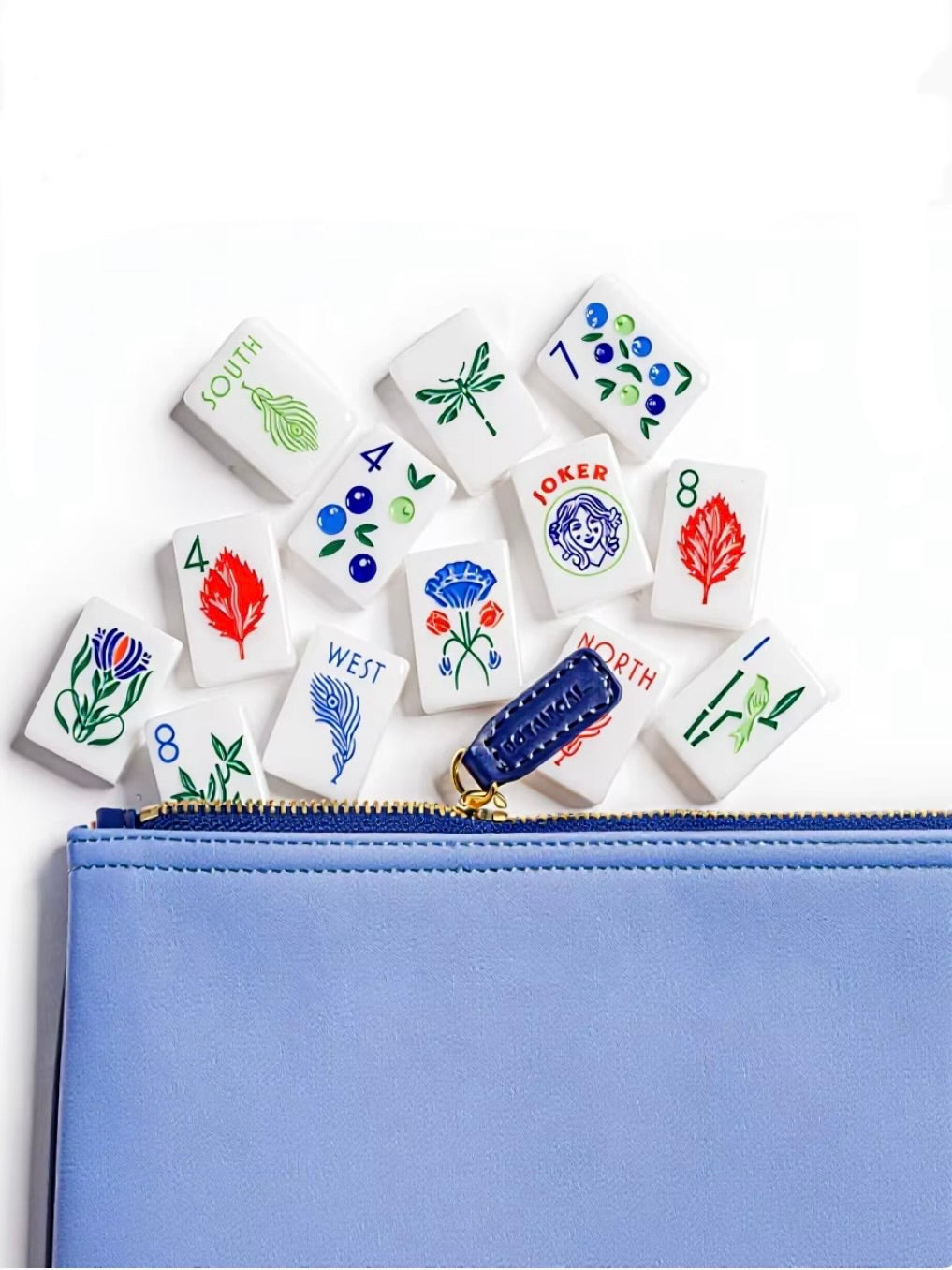 White and red leaves Mahjong tiles set