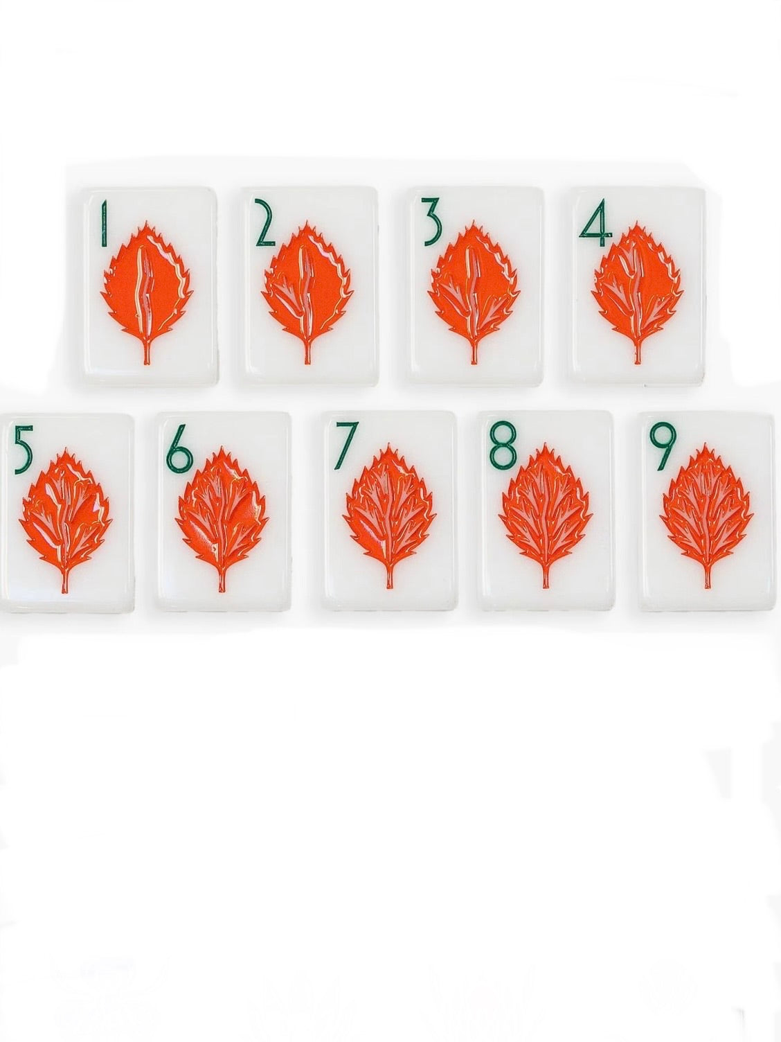 White and red leaves Mahjong tiles set