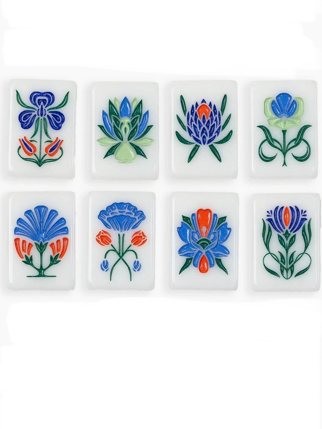 White and red leaves Mahjong tiles set