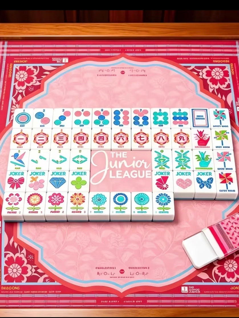 Pink and fuchsia origami printed Mahjong tiles set
