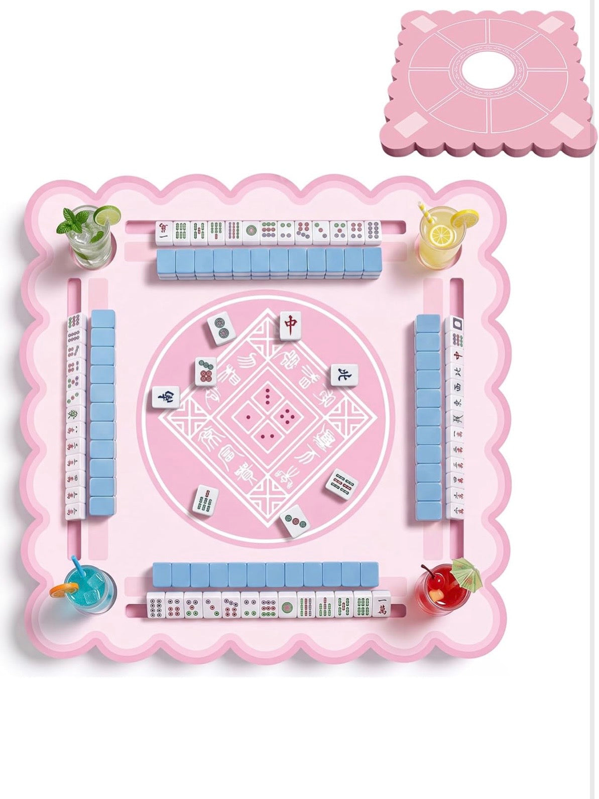 Pink Mahjong floating table for pools, beach or spa