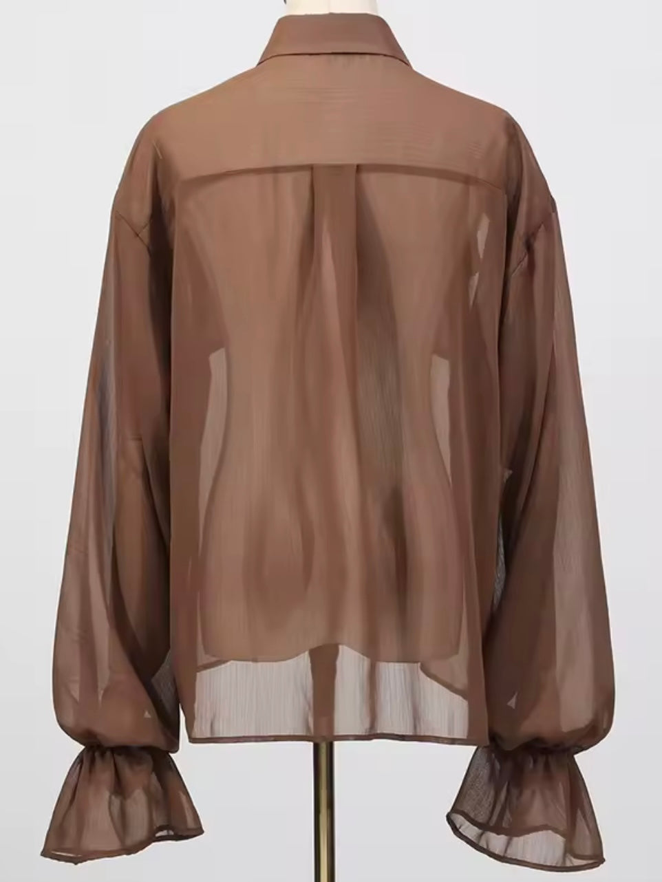 Brown translucent fabric set of 2 shirt and pants
