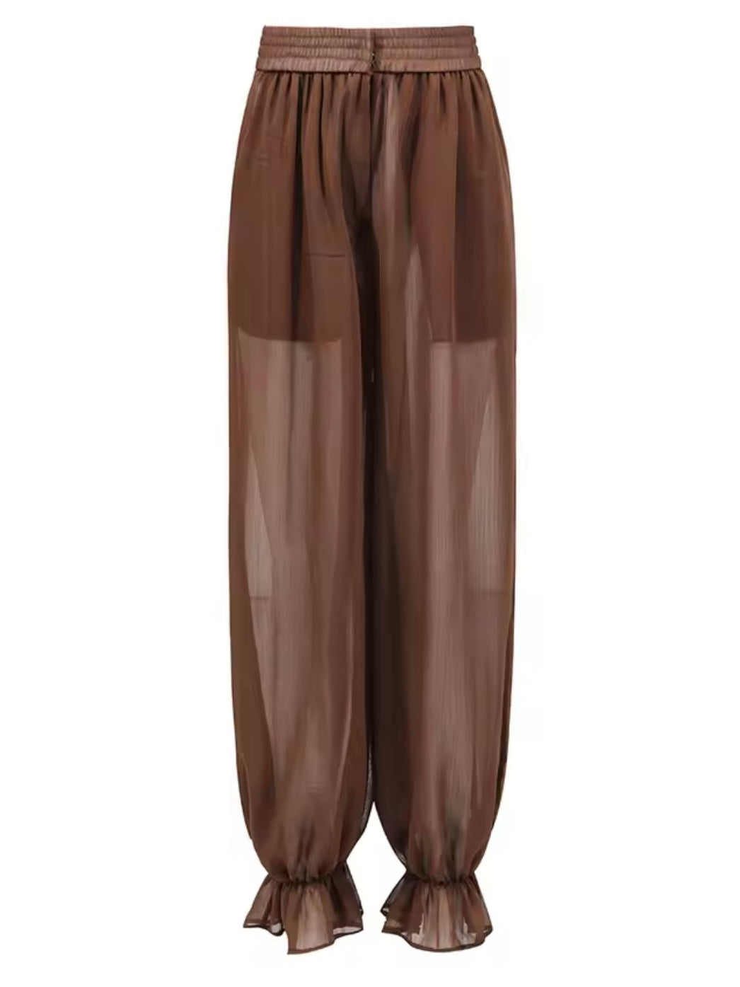 Brown translucent fabric set of 2 shirt and pants