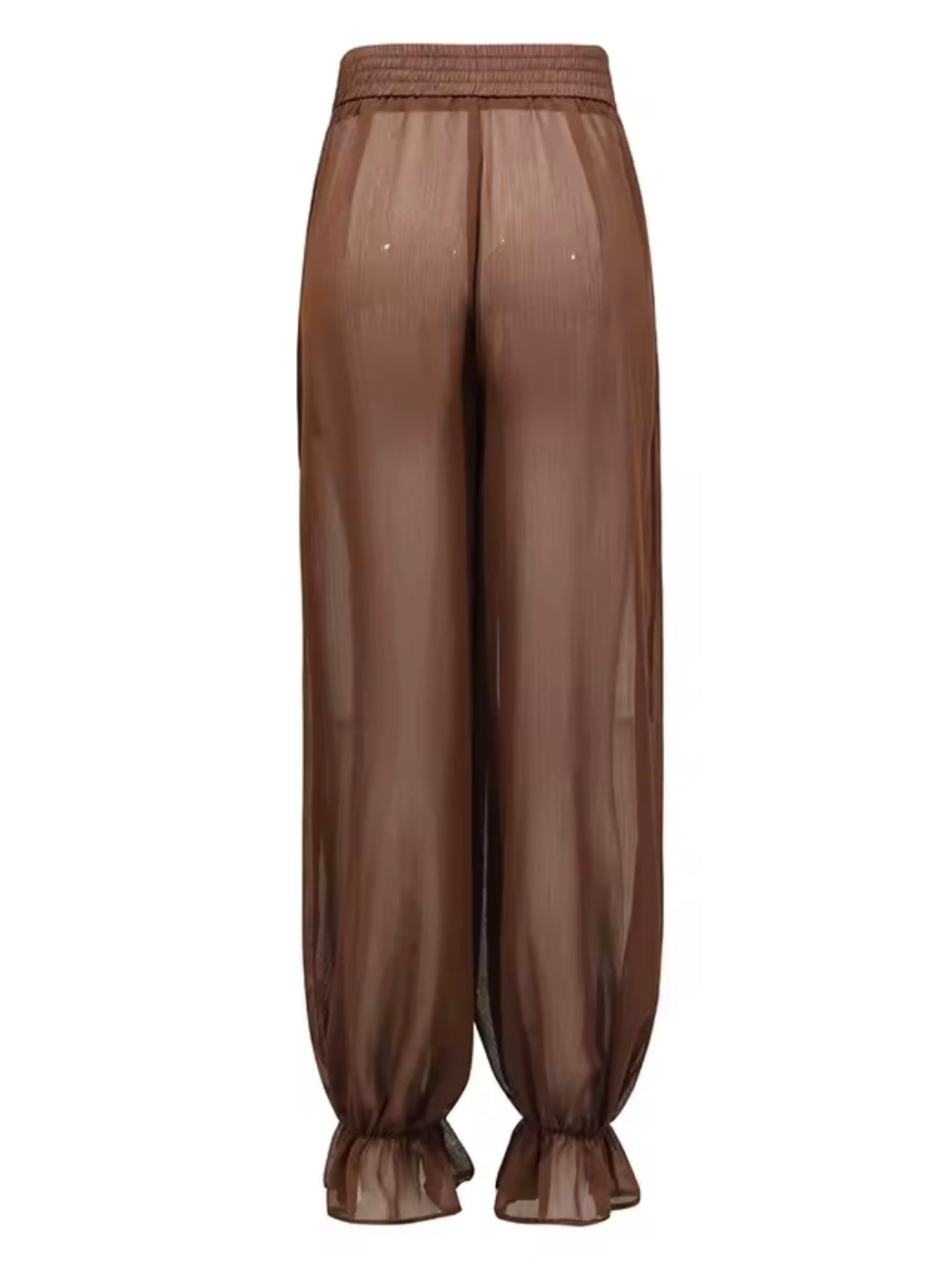 Brown translucent fabric set of 2 shirt and pants
