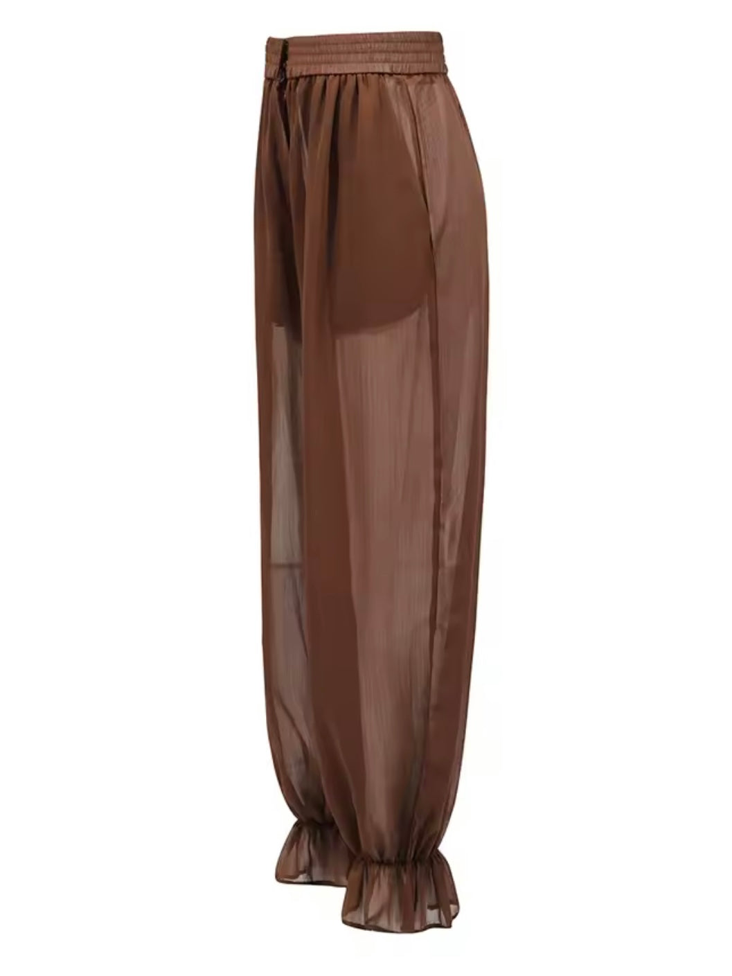 Brown translucent fabric set of 2 shirt and pants